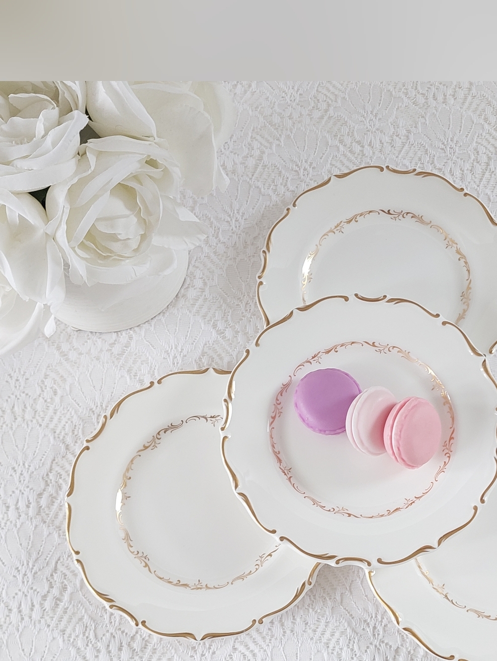 Set of 4 Royal Doulton Richelieu Side Plates Gold Scroll English Bone China